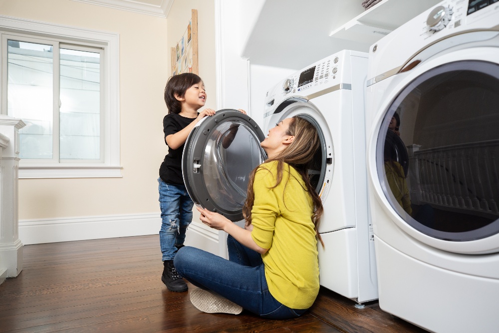 family using dryer